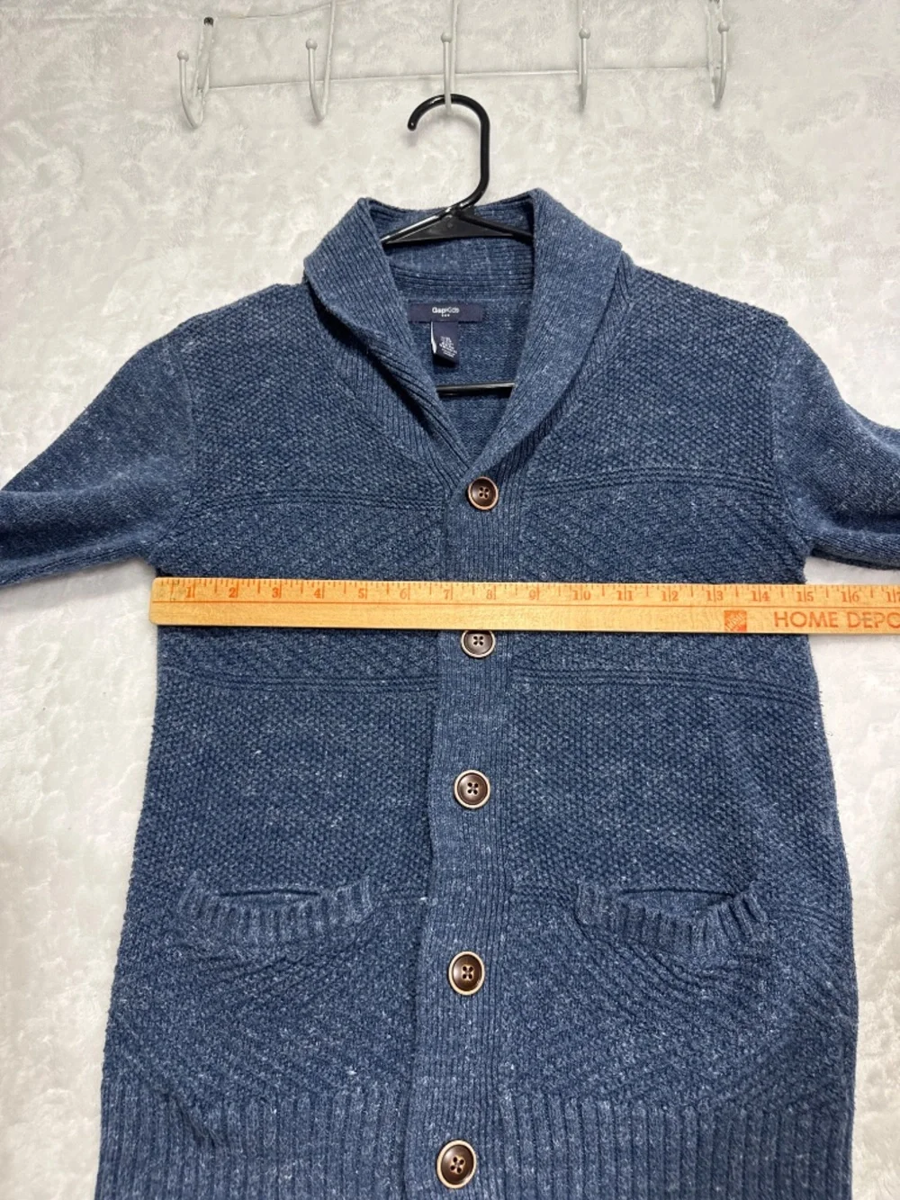 Gap kids buttoned cardigan sweater shawl collar blue boys 10-12